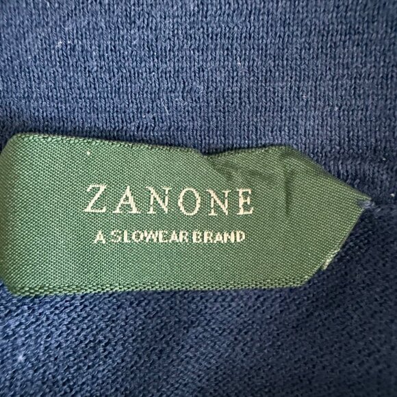 Zanone (Slowear) Men's Cotton Luxury Knit Polo, Navy Blue, Size 52 EU (RT $415) - Picture 4 of 10